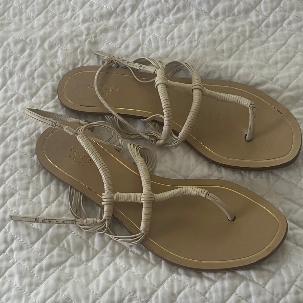Gucci Cream Strappy Sandals 36